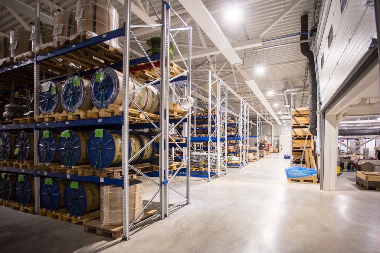 Truck parts stored on warehouse racking
